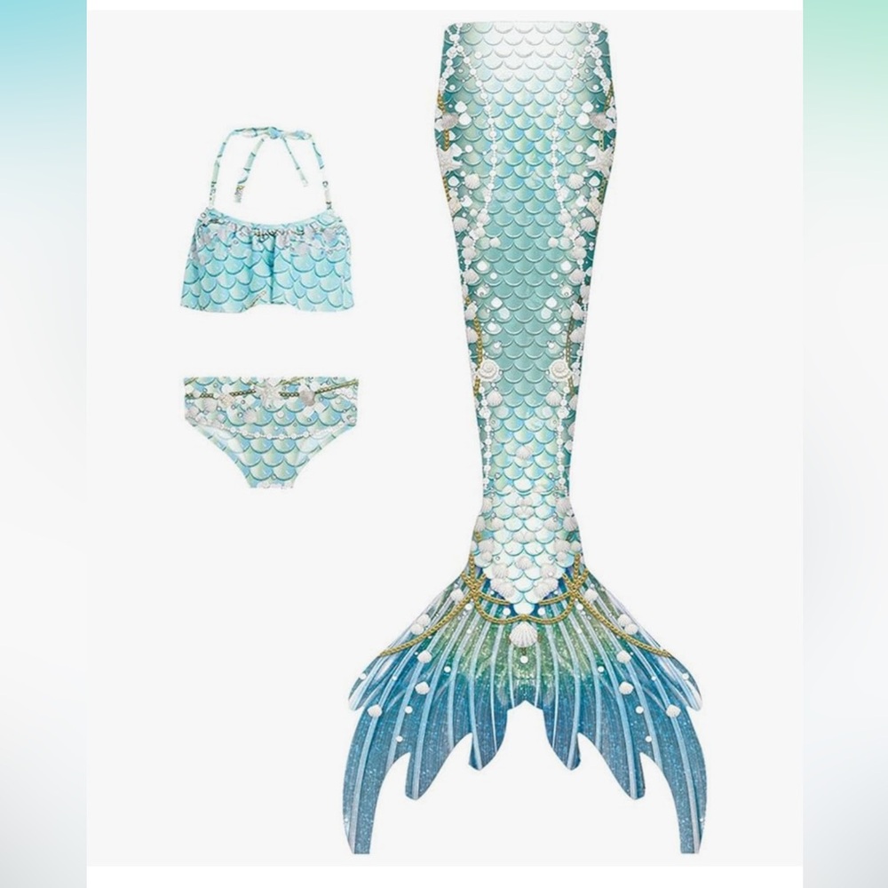 Mermaid Style Bikini Set - Blue and Green